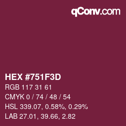 Color code: HEX #751F3D | qconv.com