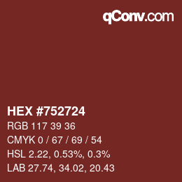 Código de color: HEX #752724 | qconv.com