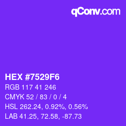 Color code: HEX #7529F6 | qconv.com