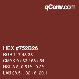 Color code: HEX #752B26 | qconv.com