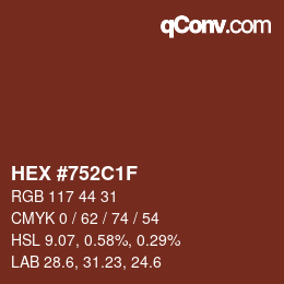 Color code: HEX #752C1F | qconv.com