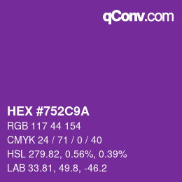 Color code: HEX #752C9A | qconv.com