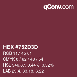 Color code: HEX #752D3D | qconv.com