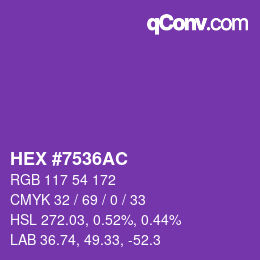 Color code: HEX #7536AC | qconv.com