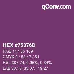 Color code: HEX #75376D | qconv.com
