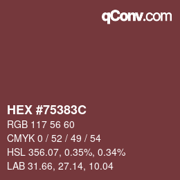 Farbcode: HEX #75383C | qconv.com