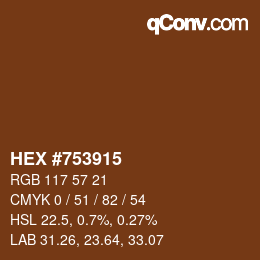 Código de color: HEX #753915 | qconv.com