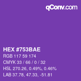 Color code: HEX #753BAE | qconv.com
