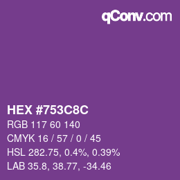Color code: HEX #753C8C | qconv.com