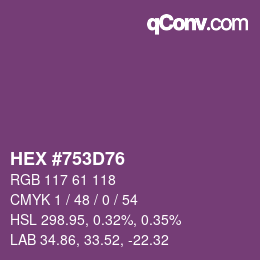 Color code: HEX #753D76 | qconv.com