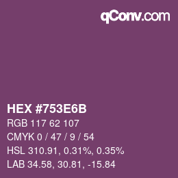 颜色代码: HEX #753E6B | qconv.com
