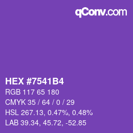 カラーコード: HEX #7541B4 | qconv.com