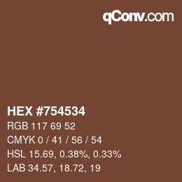 Código de color: HEX #754534 | qconv.com