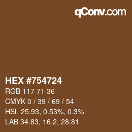 Color code: HEX #754724 | qconv.com