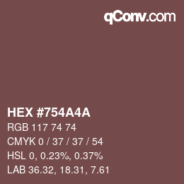 Color code: HEX #754A4A | qconv.com