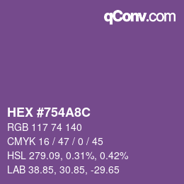 カラーコード: HEX #754A8C | qconv.com