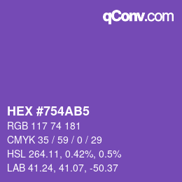 Farbcode: HEX #754AB5 | qconv.com