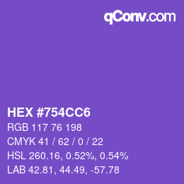 Color code: HEX #754CC6 | qconv.com