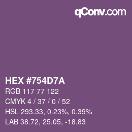 Farbcode: HEX #754D7A | qconv.com