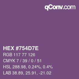 Color code: HEX #754D7E | qconv.com