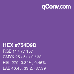 カラーコード: HEX #754D9D | qconv.com