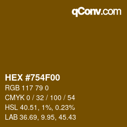 Color code: HEX #754F00 | qconv.com