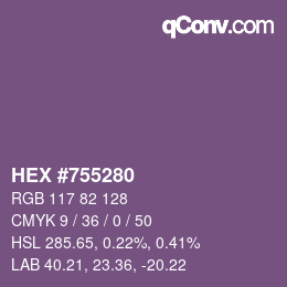 颜色代码: HEX #755280 | qconv.com