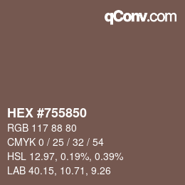 Color code: HEX #755850 | qconv.com