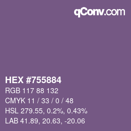 颜色代码: HEX #755884 | qconv.com