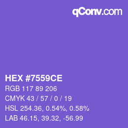 カラーコード: HEX #7559CE | qconv.com