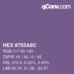Color code: HEX #755A8C | qconv.com