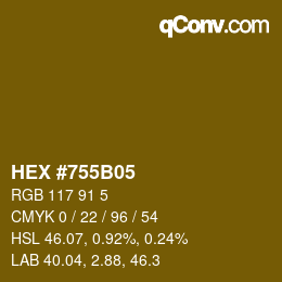 カラーコード: HEX #755B05 | qconv.com