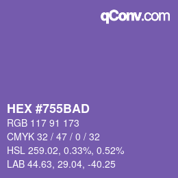 Color code: HEX #755BAD | qconv.com