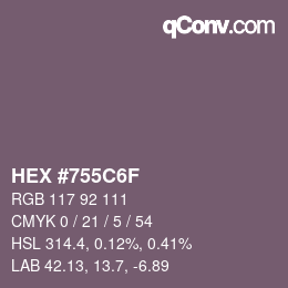 Color code: HEX #755C6F | qconv.com