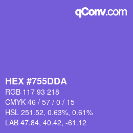 Color code: HEX #755DDA | qconv.com