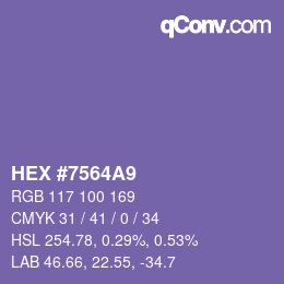 Color code: HEX #7564A9 | qconv.com