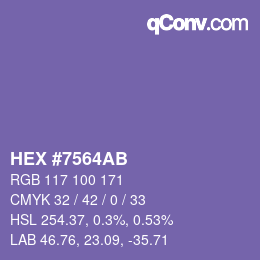 颜色代码: HEX #7564AB | qconv.com