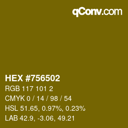 カラーコード: HEX #756502 | qconv.com