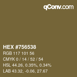 Color code: HEX #756538 | qconv.com
