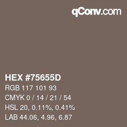 颜色代码: HEX #75655D | qconv.com