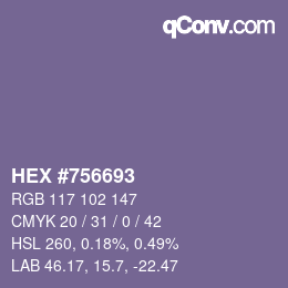 Color code: HEX #756693 | qconv.com