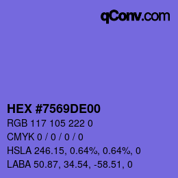 Farbcode: HEX #7569DE00 | qconv.com
