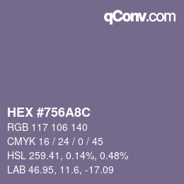 Color code: HEX #756A8C | qconv.com