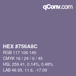 カラーコード: HEX #756A8C | qconv.com