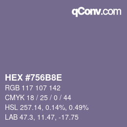 カラーコード: HEX #756B8E | qconv.com