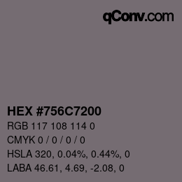 颜色代码: HEX #756C7200 | qconv.com