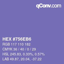 Color code: HEX #756EB6 | qconv.com