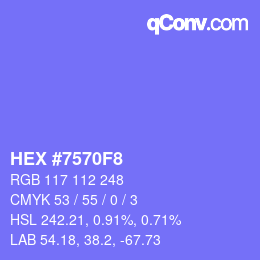 Color code: HEX #7570F8 | qconv.com