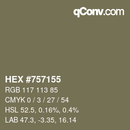 カラーコード: HEX #757155 | qconv.com