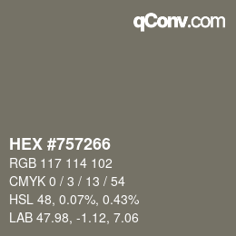 颜色代码: HEX #757266 | qconv.com
